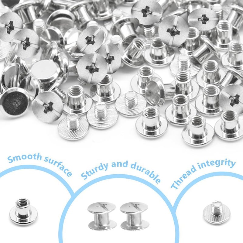 Ruidee 100Pcs/50Set Chicago Screws M5x5mm Book Binding Rivets Screw Posts Round Flat Head Stud Screw for DIY Leather Albums (DZBD/M5x5) - Image 3